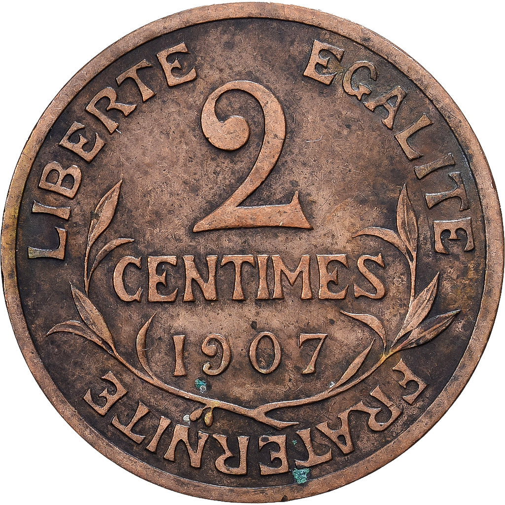 France, 2 Centimes, Dupuis, 1907, Paris, Bronze, EF(40-45), Gadoury:107, KM:841