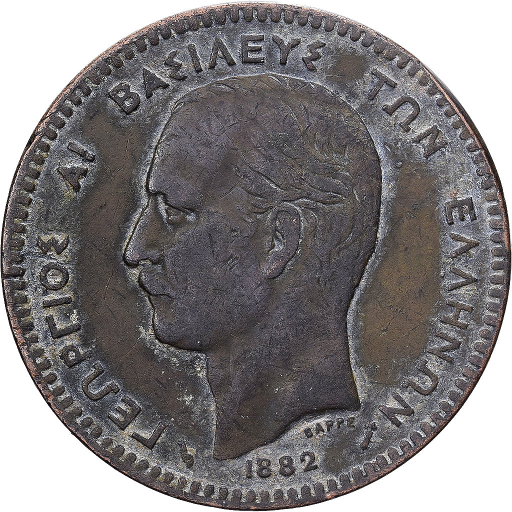 Grèce, George I, 10 Lepta, 1882, Paris, Cuivre, TB+, KM:55