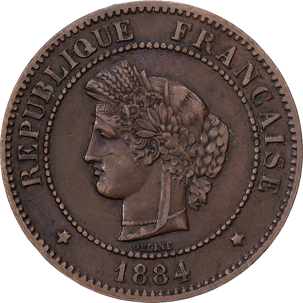 France, 5 Centimes, Cérès, 1884, Paris, Bronze, EF(40-45), Gadoury:157a