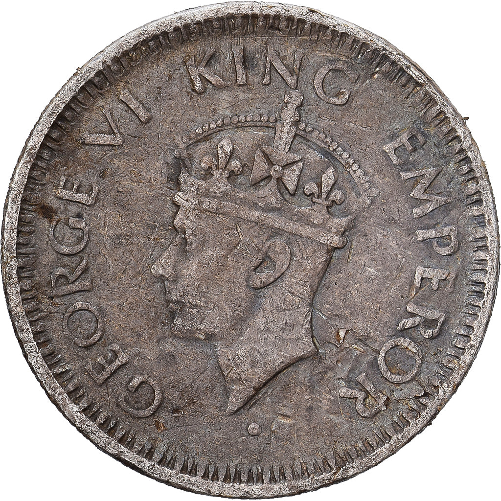 India-Brits, George VI, 1/4 Rupee, 1944, Bombay, Zilver, FR, KM:547