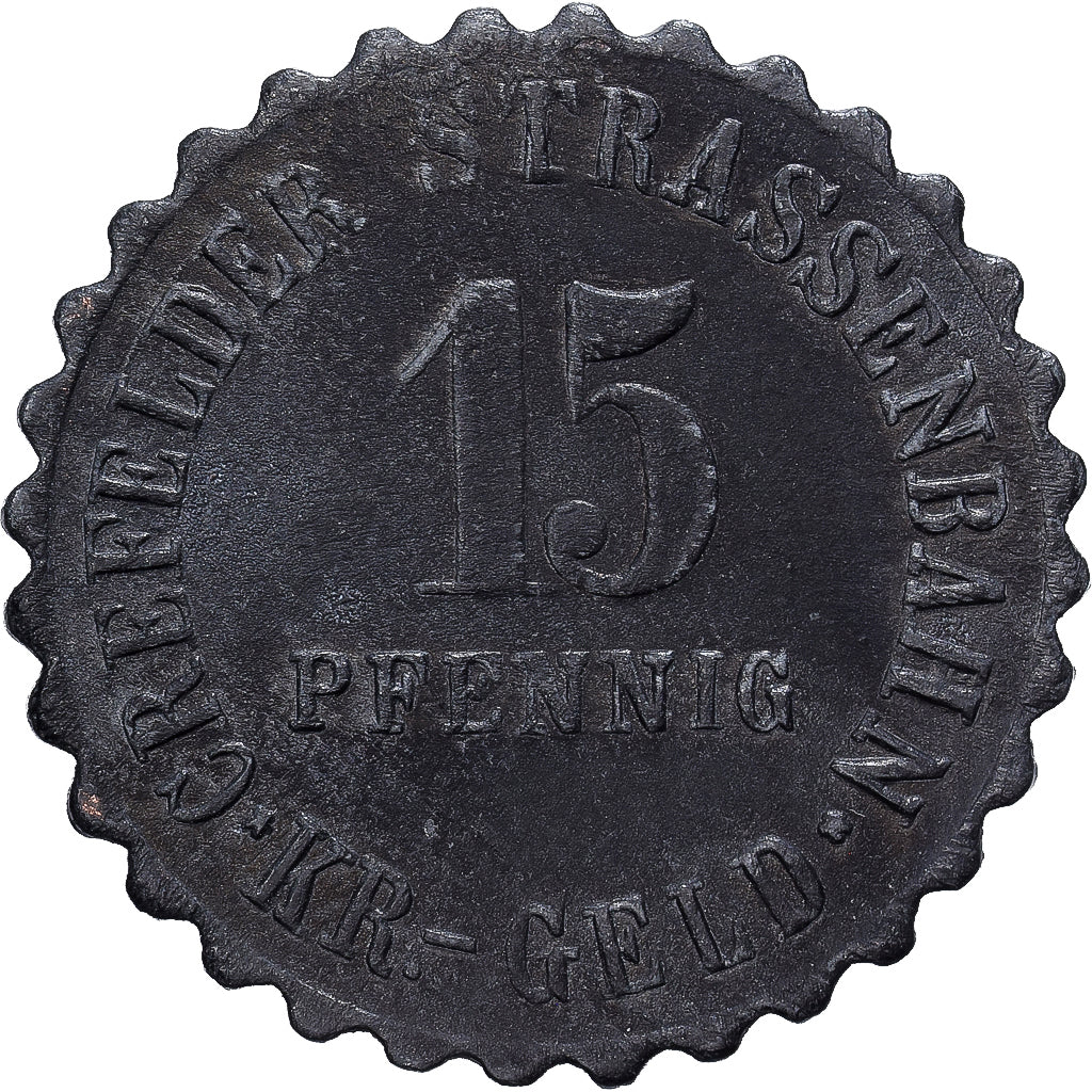 Monnaie, Allemagne, Crefelder Strassenbahn, Kriegsgeld, Crefeld, 15 Pfennig