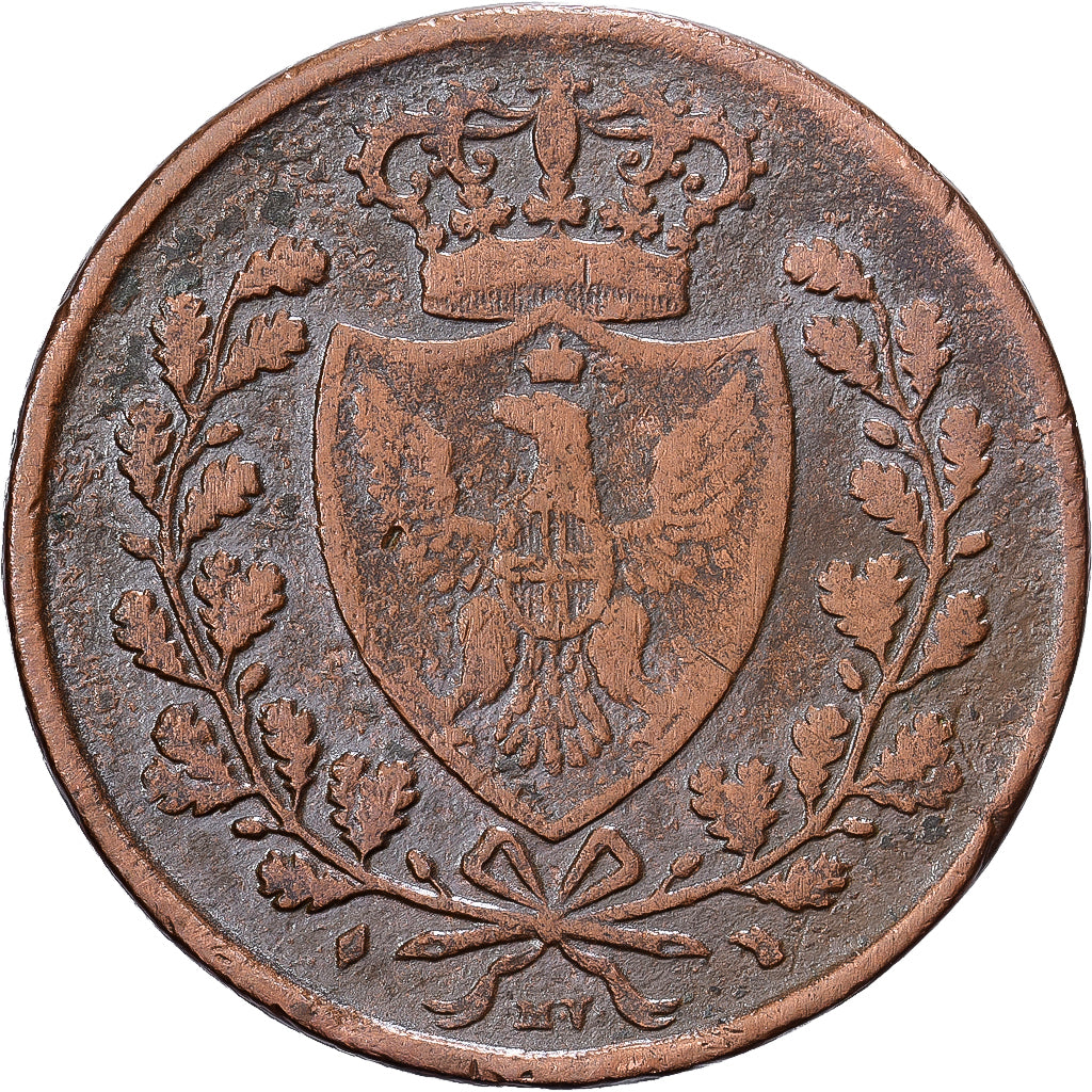 STATI ITALIANI, SARDINIA, Carlo Felice, 5 Centesimi, 1826, Turin, Rame, BB