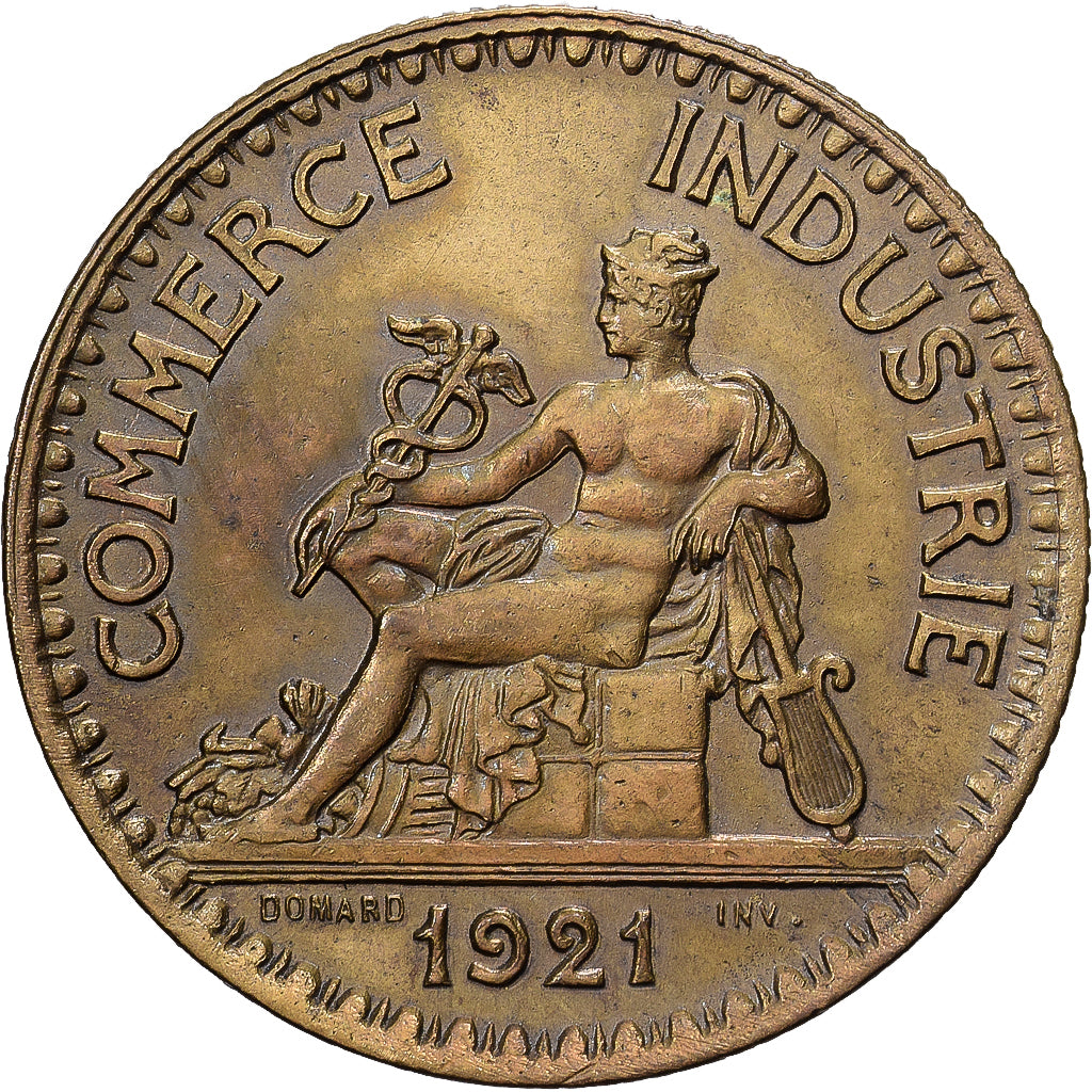 França, Franc, Chambre de commerce, 1921, Paris, Cobre-Alumínio, AU(55-58)