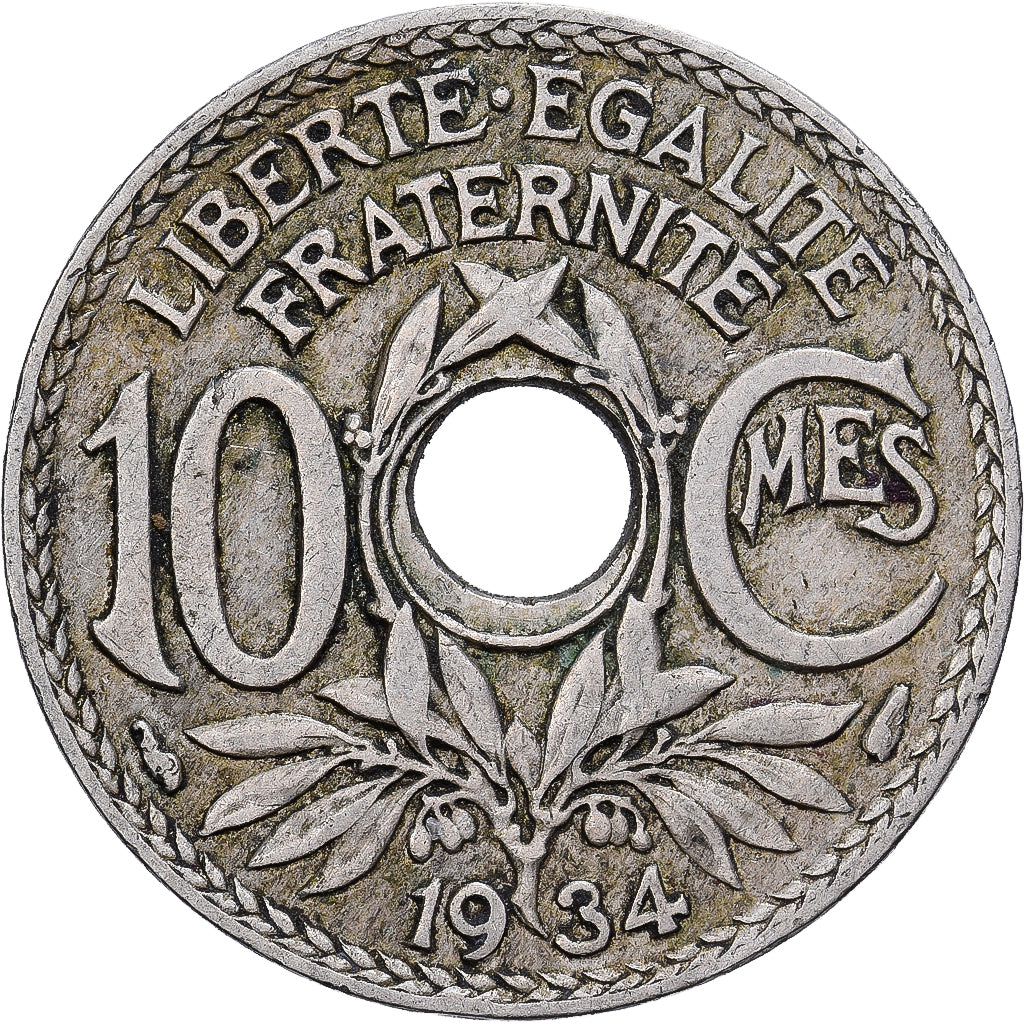 France, 10 Centimes, Lindauer, 1934, Copper-nickel, EF(40-45), Gadoury:286