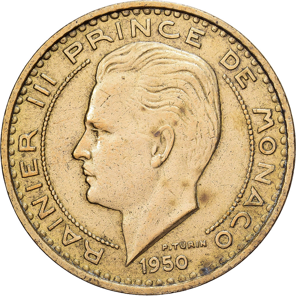 Monaco, 50 Francs, 1950, Aluminum-Bronze, EF(40-45)