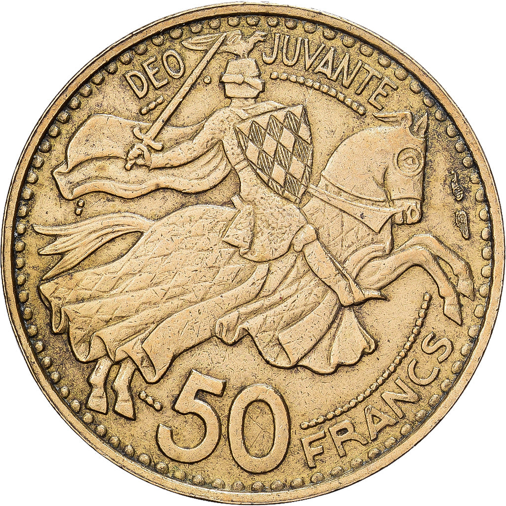Monaco, 50 Francs, 1950, Aluminum-Bronze, EF(40-45)
