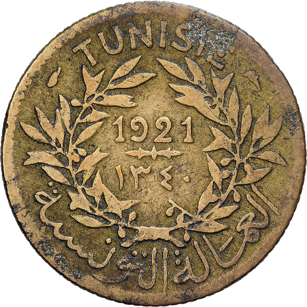 Tunisië, 1 Franc, 1921, Aluminum-Bronze, FR+