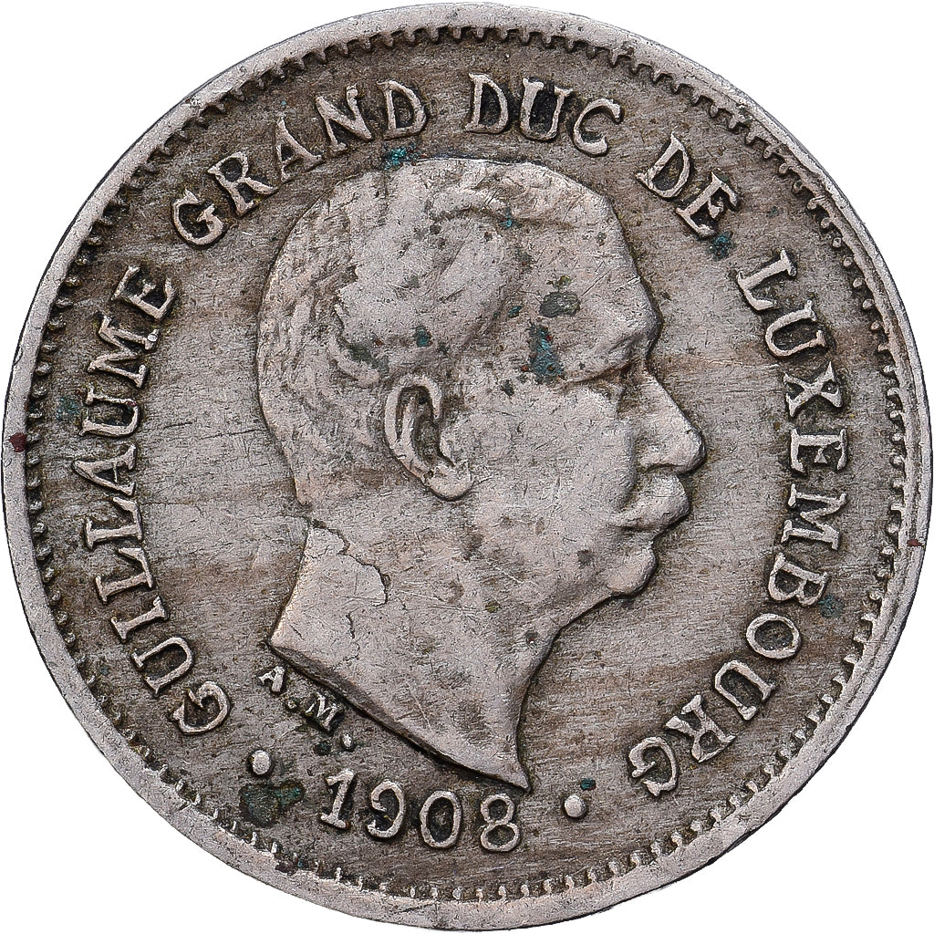 Luksemburg, William IV, 5 Centimes, 1908, Miedź-Nikiel, VF(30-35), KM:26