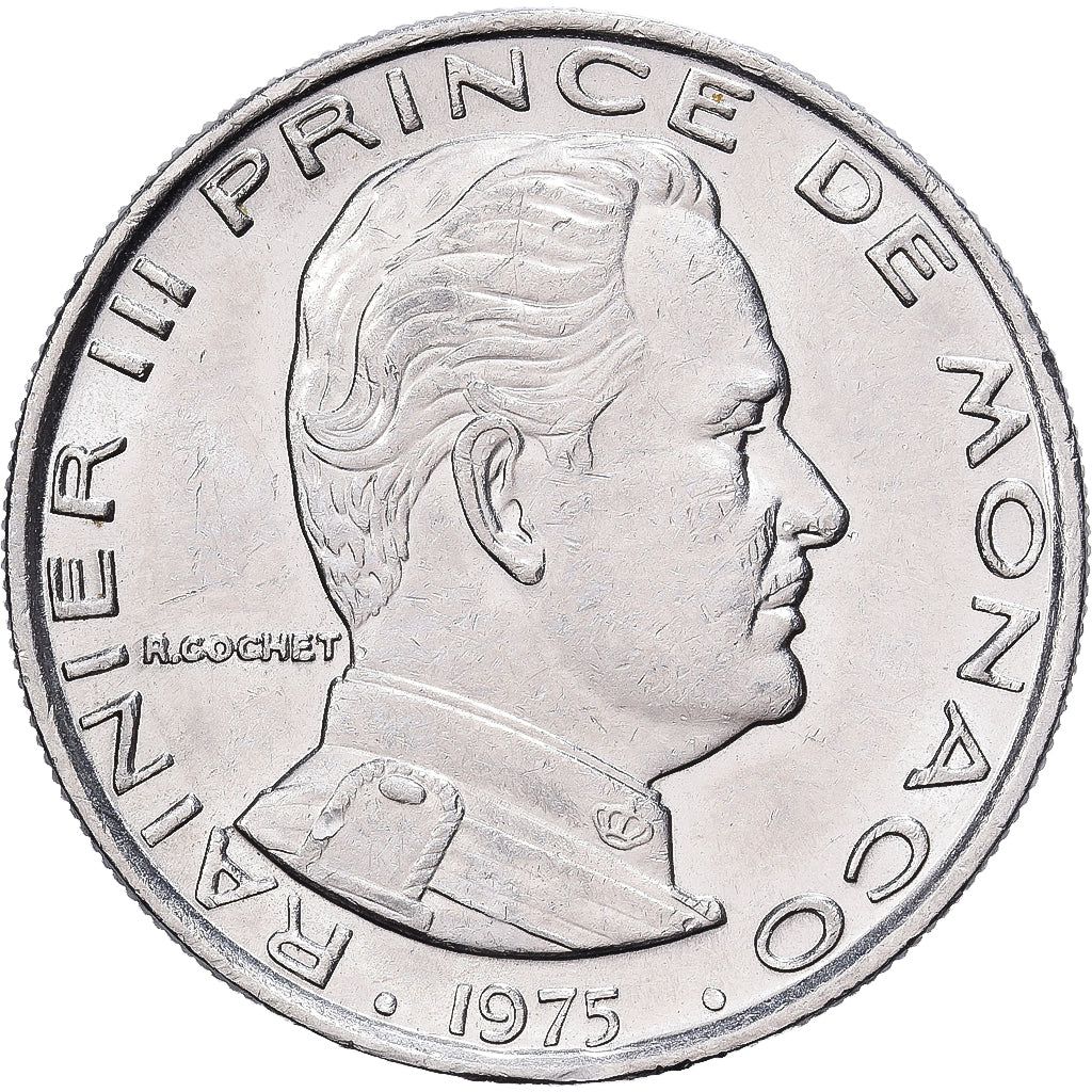 Monaco, 1 Franc, 1975, Monnaie de Paris, Nichel, BB+, KM:140