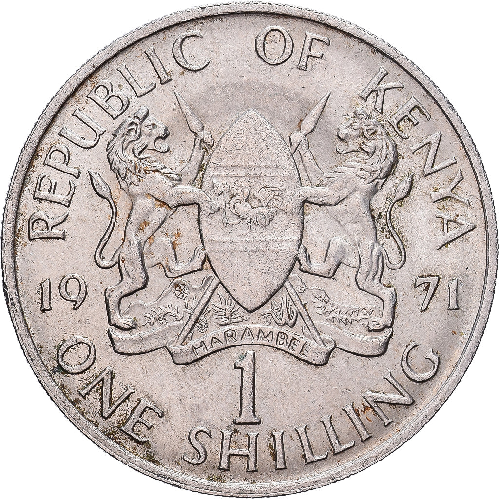 Kenya, 1 Shilling, 1971, Royal Mint, Cupronickel, EF(40-45), KM:14
