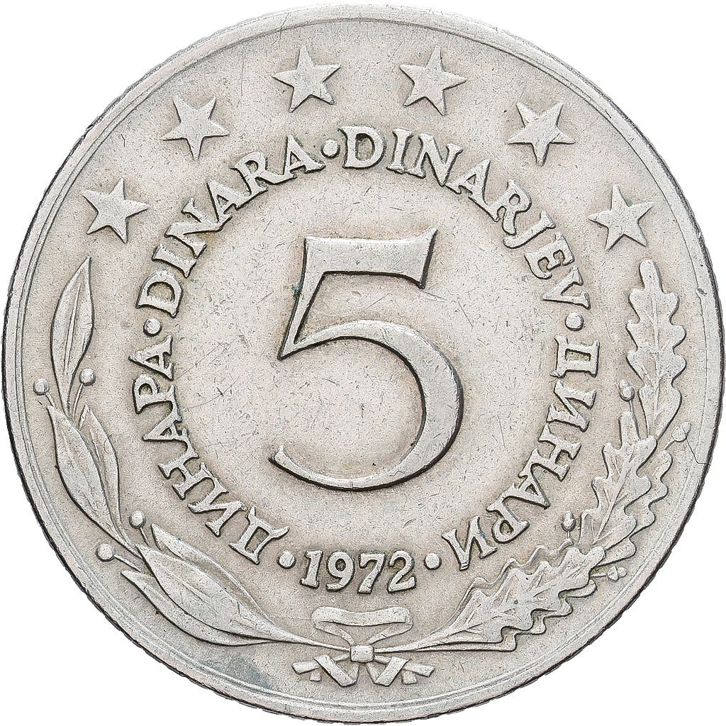 Yugoslavia, 5 Dinars, 1972, Belgrade, Níquel, MBC+, KM:58