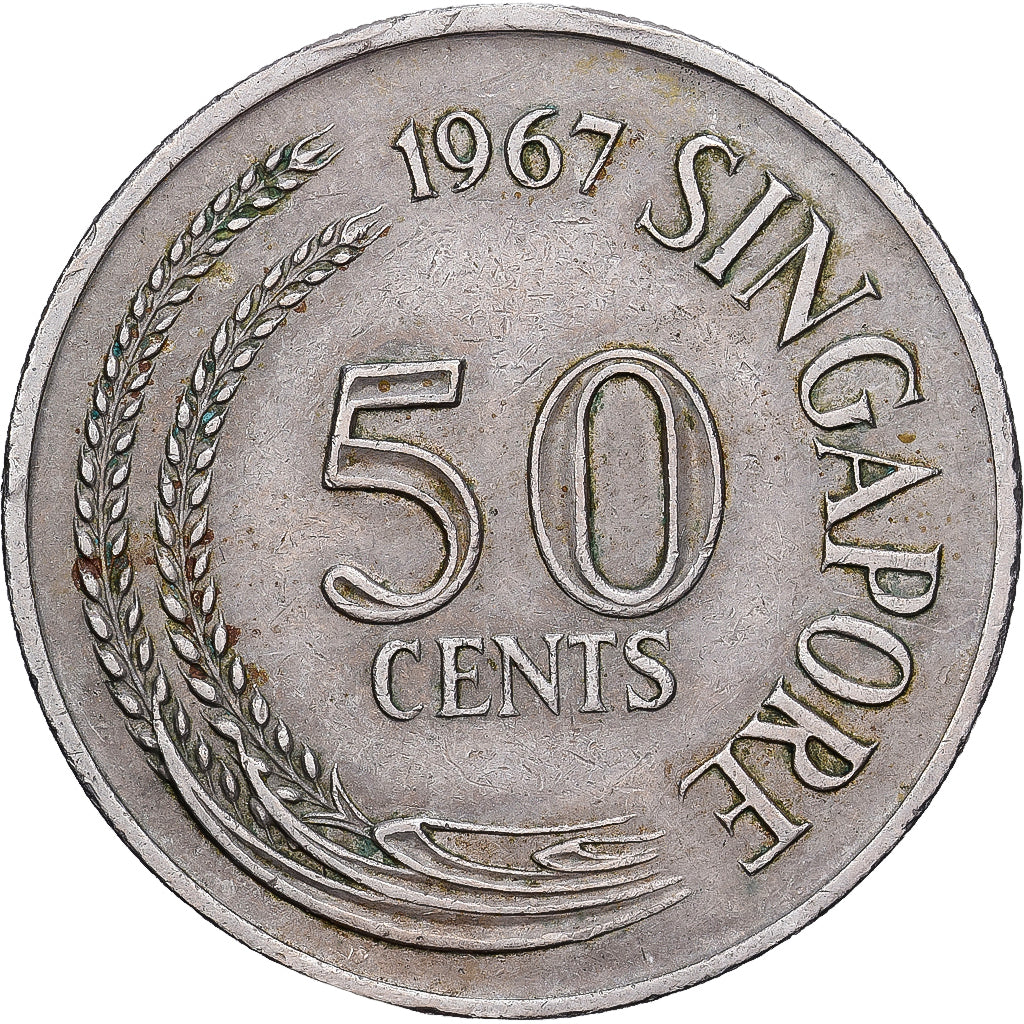 Singapura, 50 Cents, 1967, Royal Mint, Cupronickel, EF(40-45), KM:5