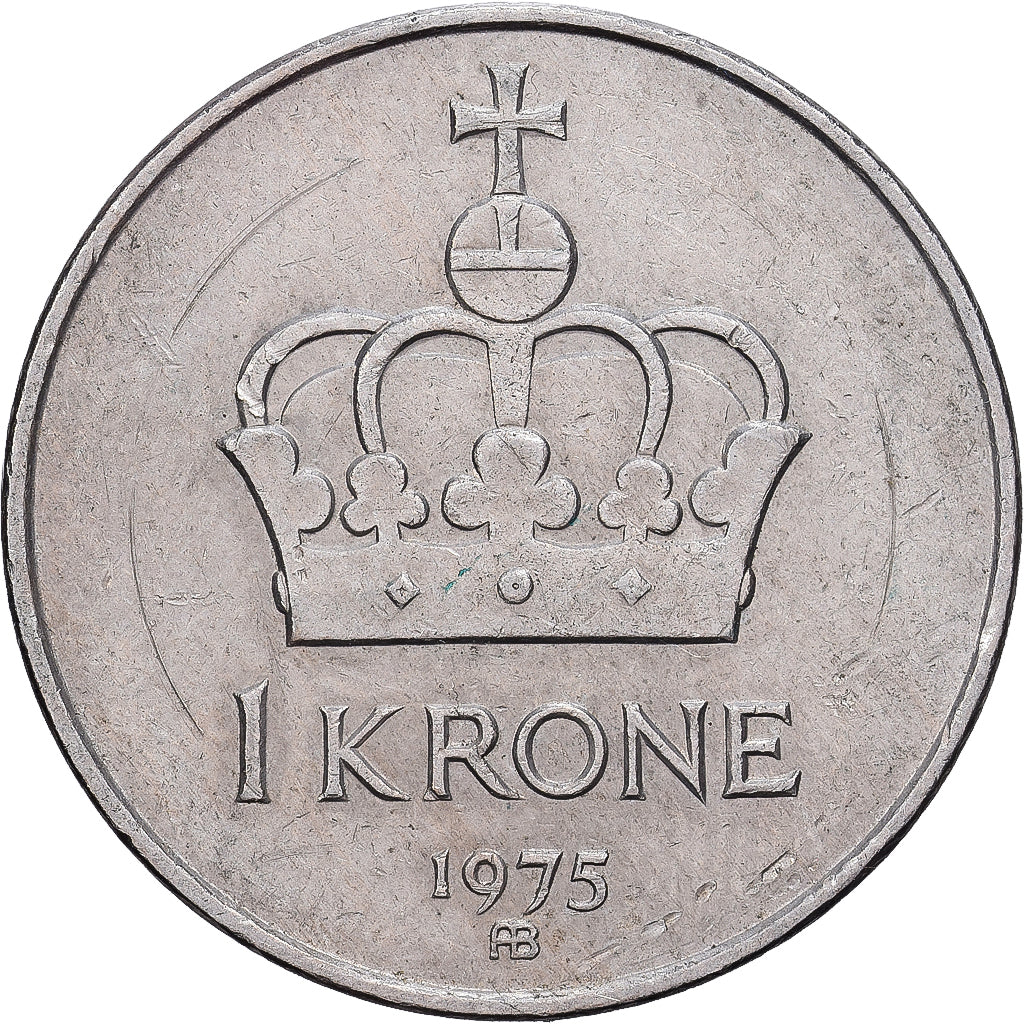Noruega, 1 Krone, 1975, Royal Norwegian Mint, Cupronickel, MBC