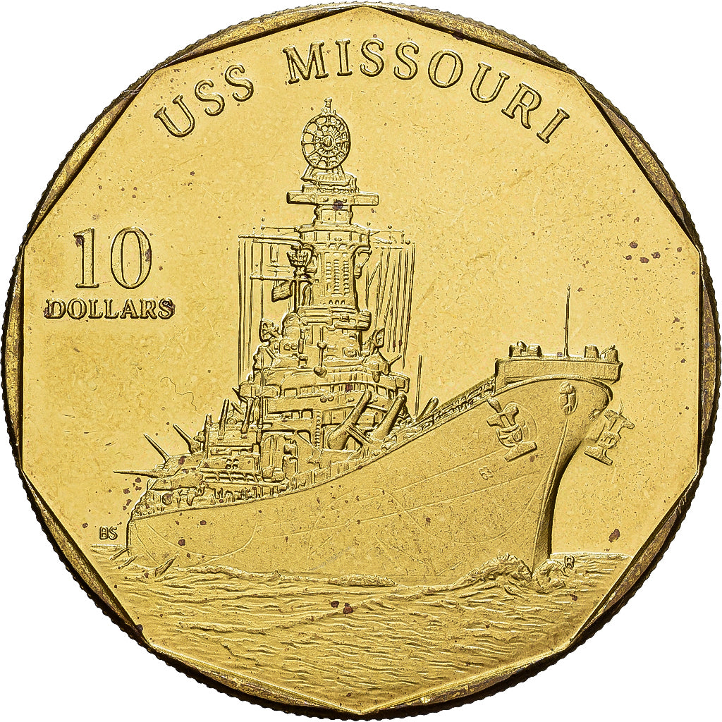 Marshall Eilanden, 10 Dollars, 1998, laiton, PR, KM:453
