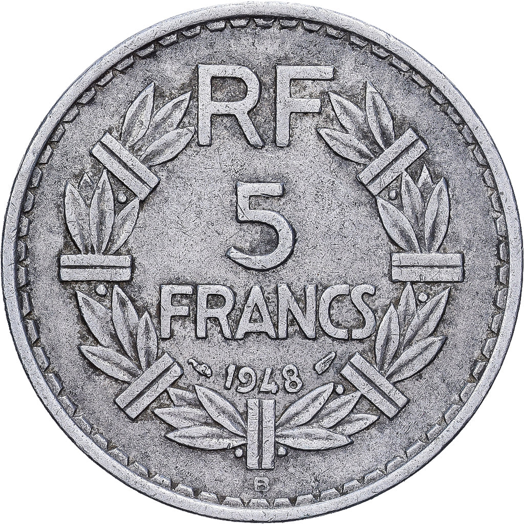 Moneda, Francia, Lavrillier, 5 Francs, 1948, Paris, MBC, Aluminio, KM:888b.1