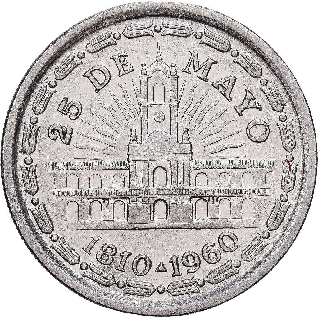 Argentina, Peso, 1960, Acciaio ricoperto in nichel, BB+, KM:58
