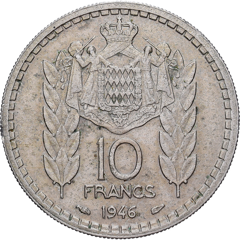 Monaco, 10 Francs, 1946, Copper-nickel, EF(40-45), Gadoury:MC136, KM:123