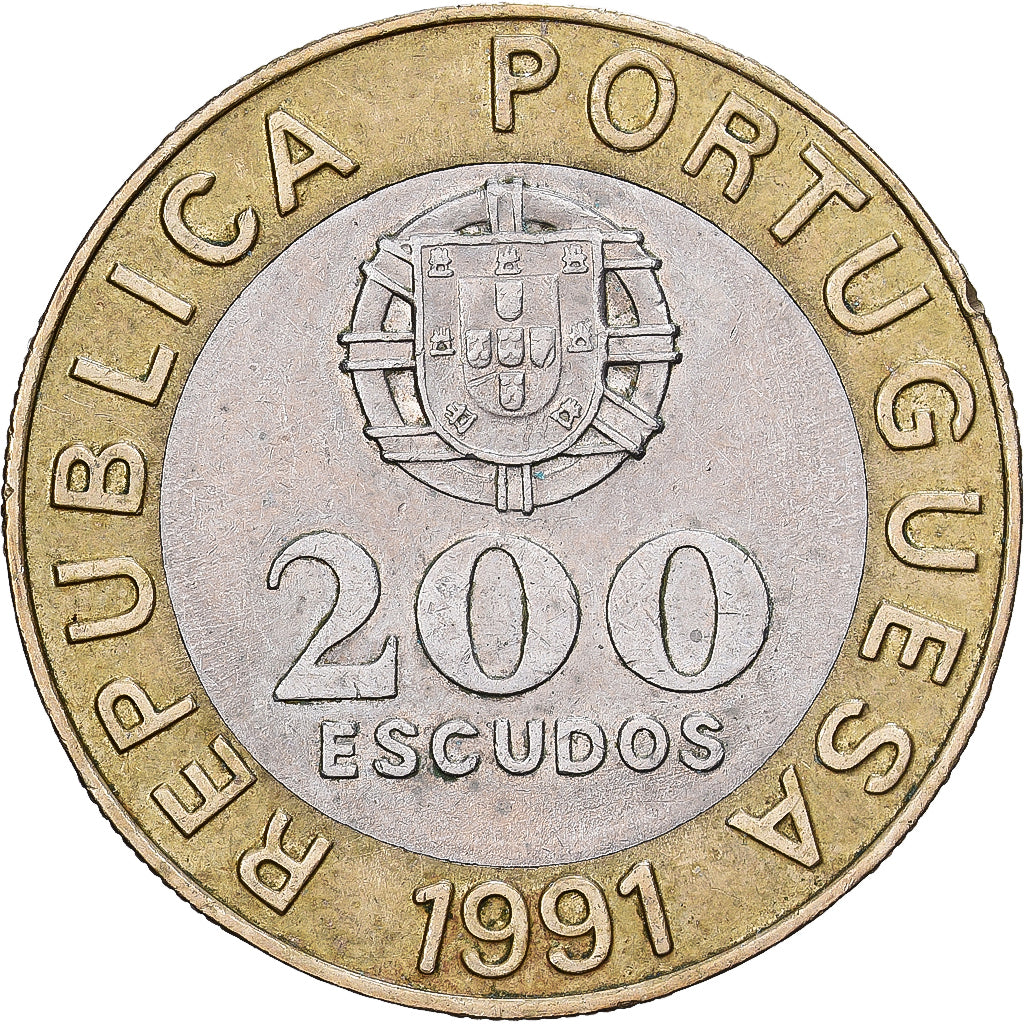 Moneta, Portugal, 200 Escudos, 1991, EF(40-45), Bimetaliczny, KM:655