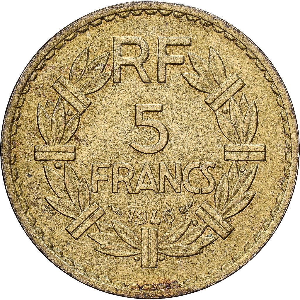 Frankreich, 5 Francs, Lavrillier, 1946, Paris, Aluminum-Bronze, S+