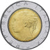 Włochy, 500 Lire, 1989, Rome, Bimetaliczny, VF(30-35), KM:111