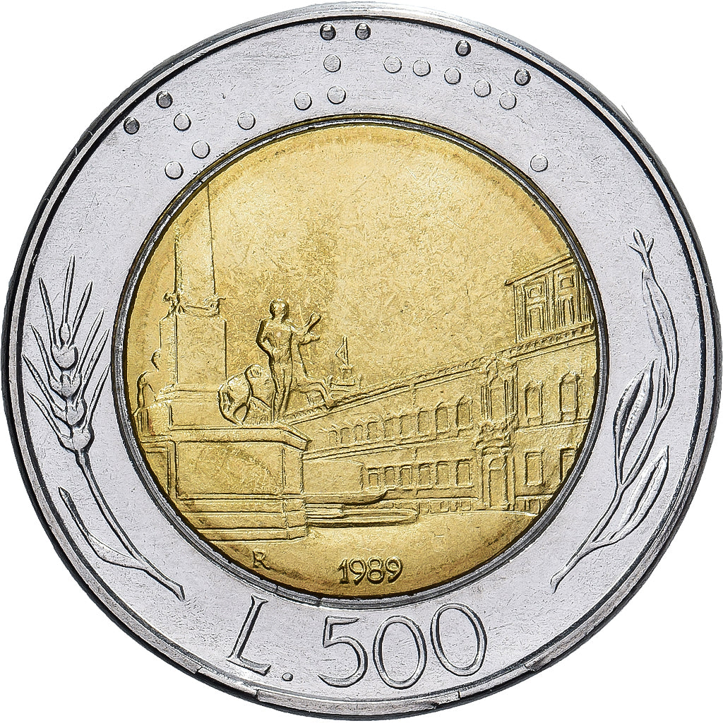 Włochy, 500 Lire, 1989, Rome, Bimetaliczny, VF(30-35), KM:111