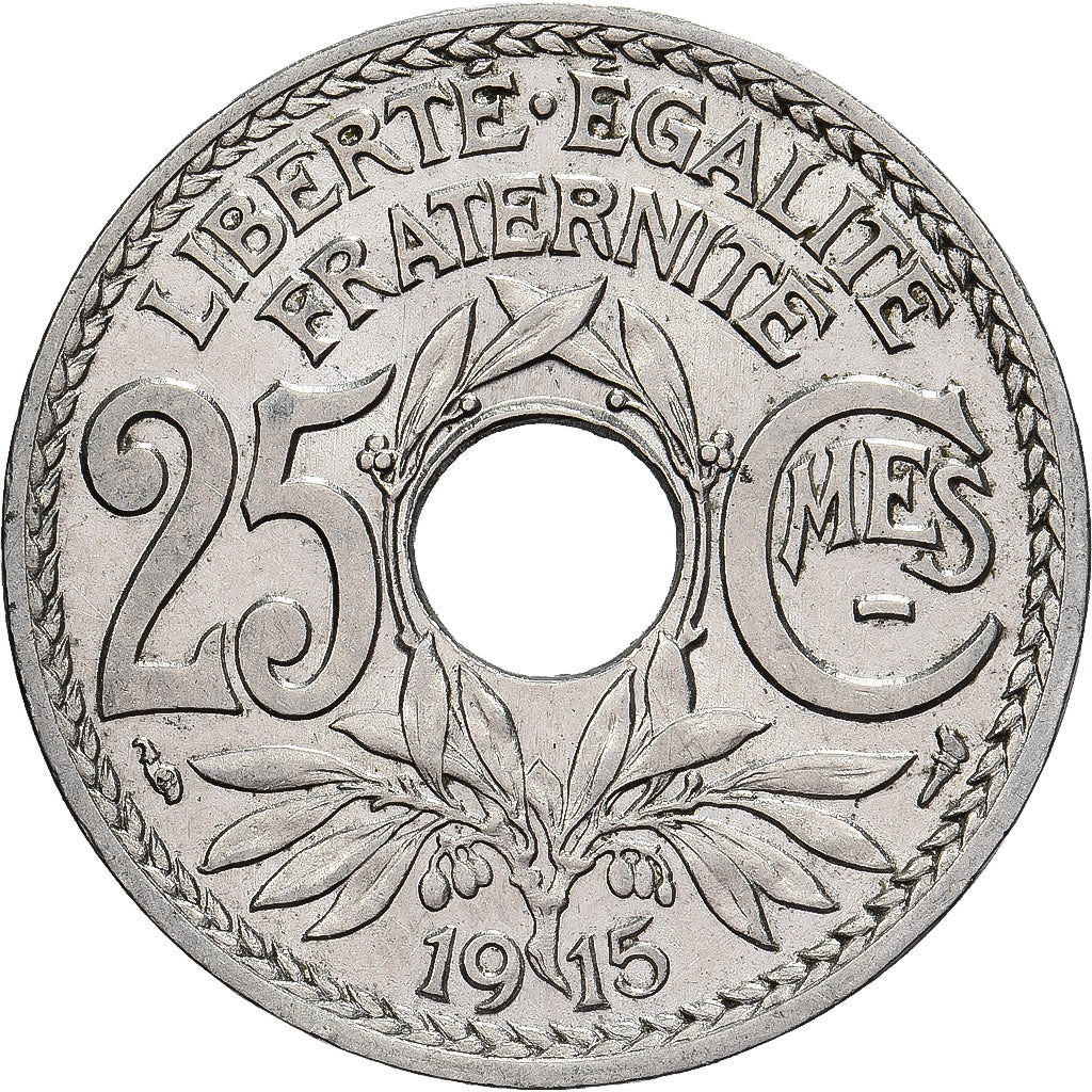 Frankreich, 25 Centimes, Lindauer, 1915, Nickel, SS+, Gadoury:379, KM:867