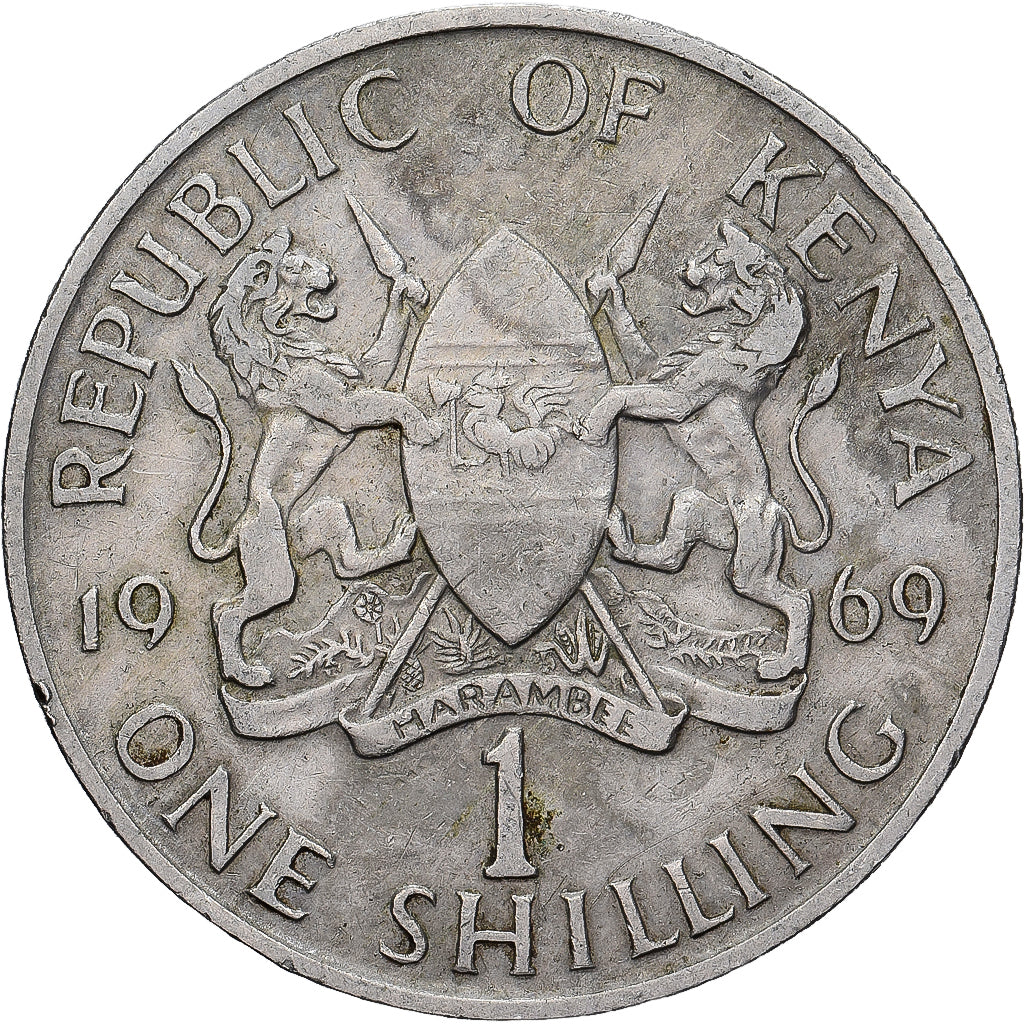 Kenya, Shilling, 1969, Copper-nickel, VF(30-35), KM:14