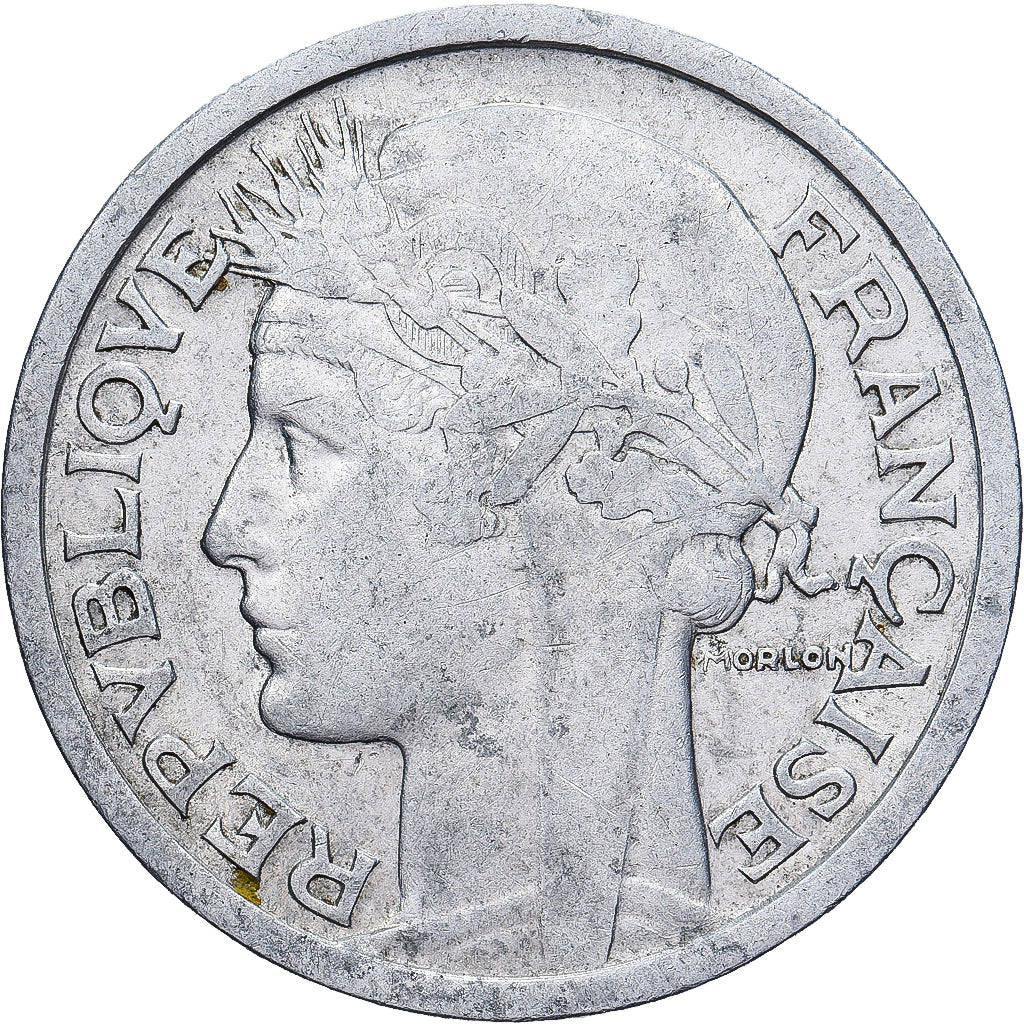 Frankreich, 2 Francs, Morlon, 1945, Beaumont - Le Roger, Aluminium, S+