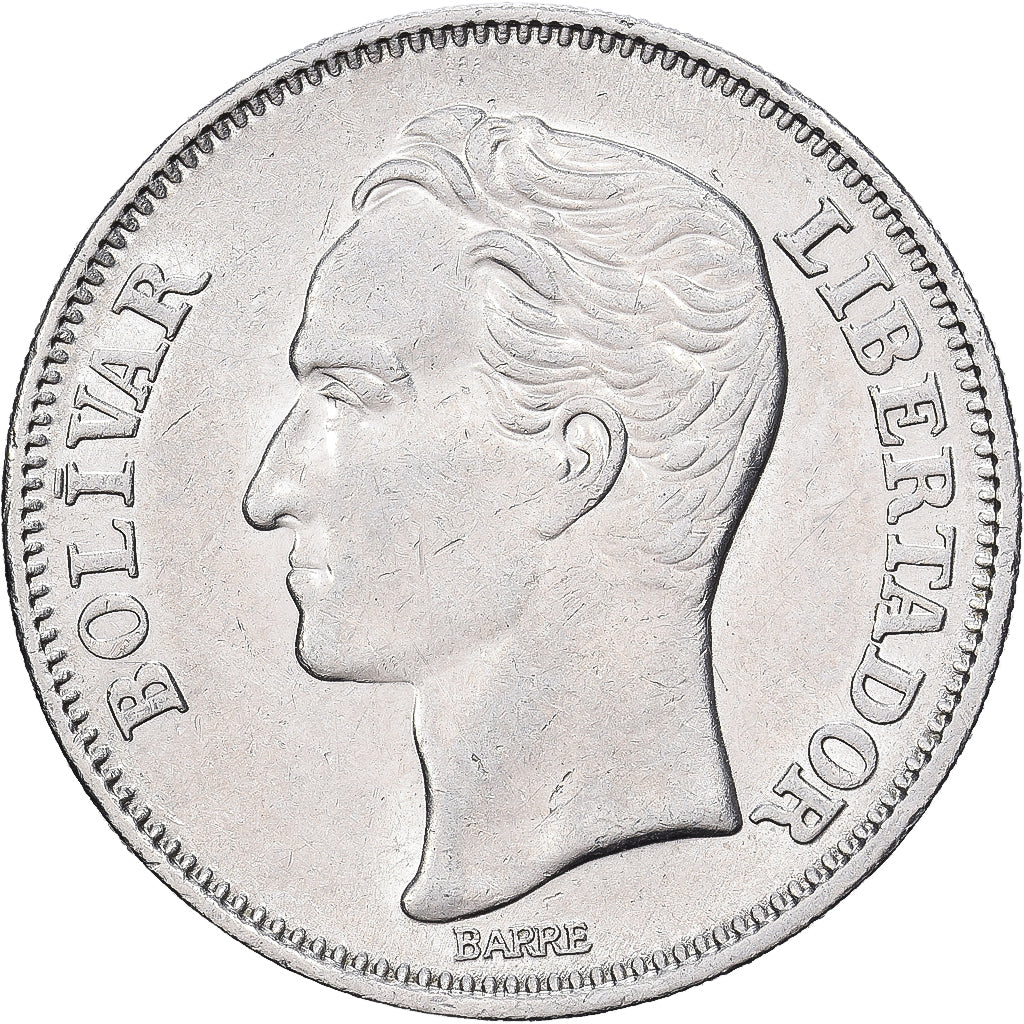 Venezuela, 2 Bolivares, 1967, Aço Revestido a Níquel, AU(50-53), KM:43a.1