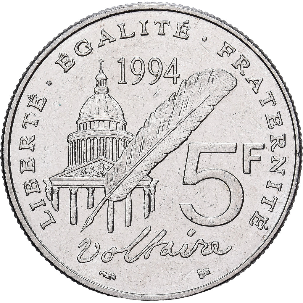 Frankreich, 5 Francs, Voltaire, 1994, Pessac, Nickel Clad Copper-Nickel, SS