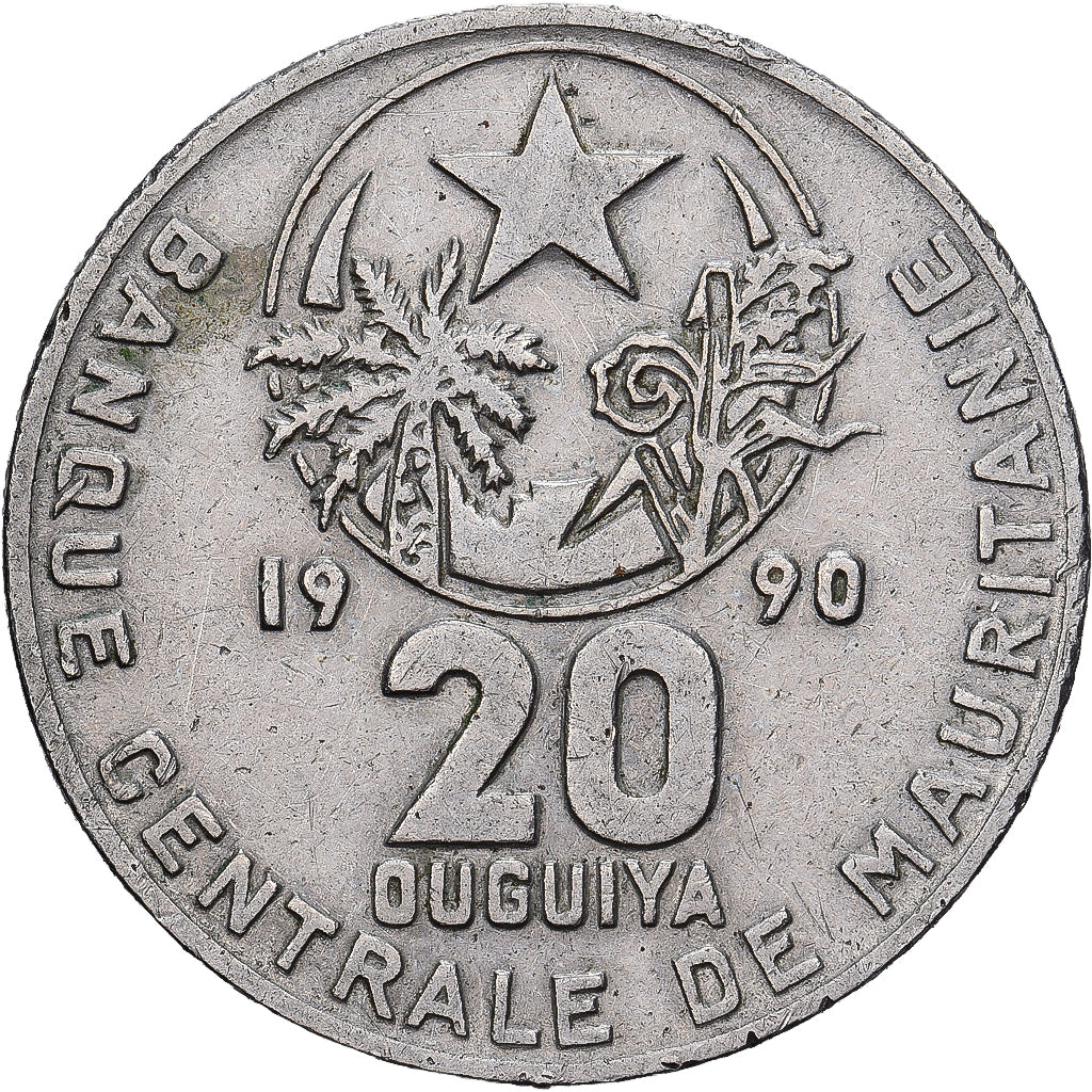 Mauritanie, 20 Ouguiya, 1990, Kremnica, Cupronickel, TTB, KM:5