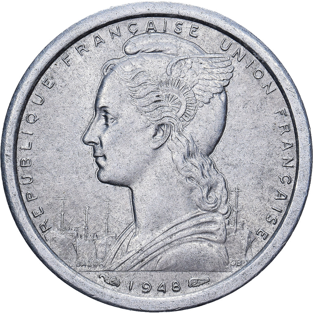 Africa equatoriale francese, 1 Franc, 1948, Alluminio, BB, KM:4