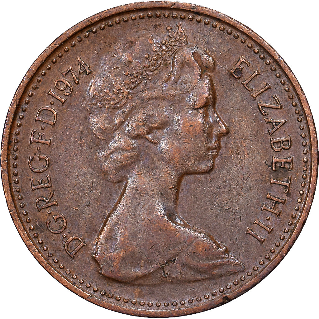 Wielka Brytania, Elizabeth II, New Penny, 1974, Brązowy, VF(30-35), KM:915