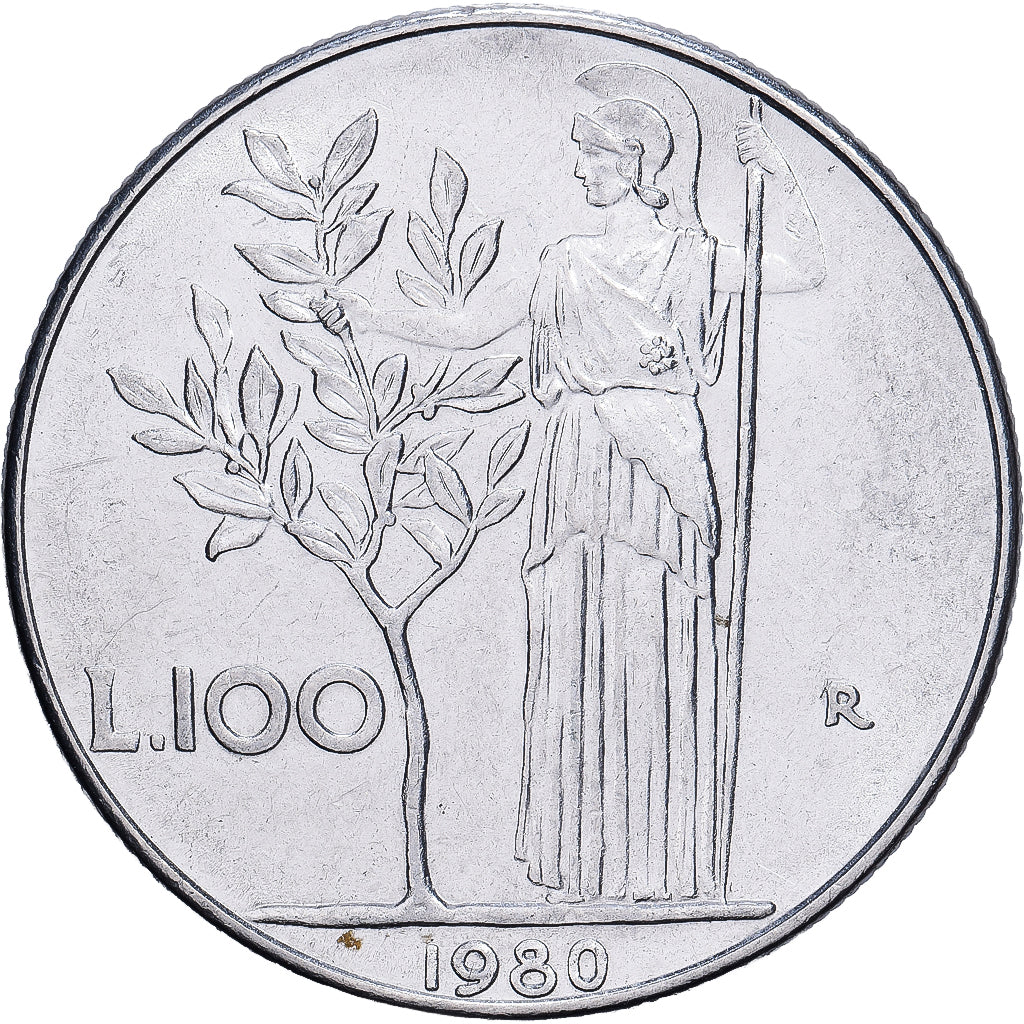 Italy, 100 Lire, 1980, Rome, Stainless Steel, AU(50-53), KM:96.1