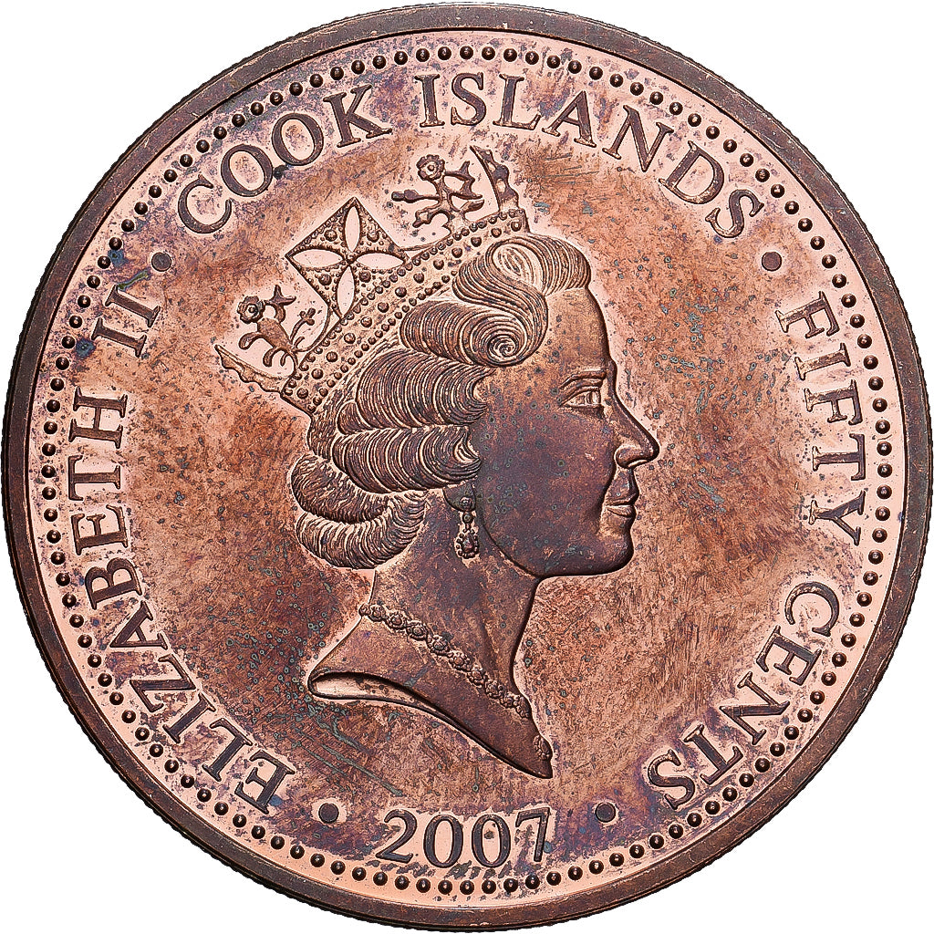 Cook Islands, Elizabeth II, 50 Cents, 1930 Australian Penny, 2007, Cuivre