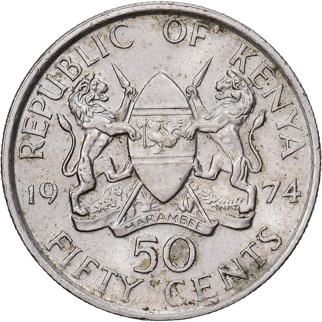 Kenya, 50 Cents, 1974, British Royal Mint, Cupro-nickel, TB+, KM:19