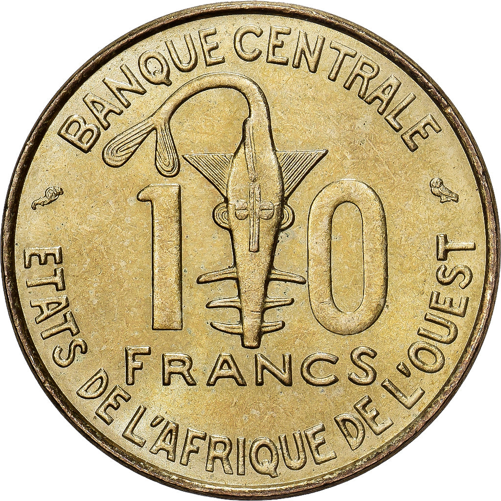 Stati dell'Africa occidentale, 10 Francs, 1974, Alluminio-nichel-bronzo, BB+