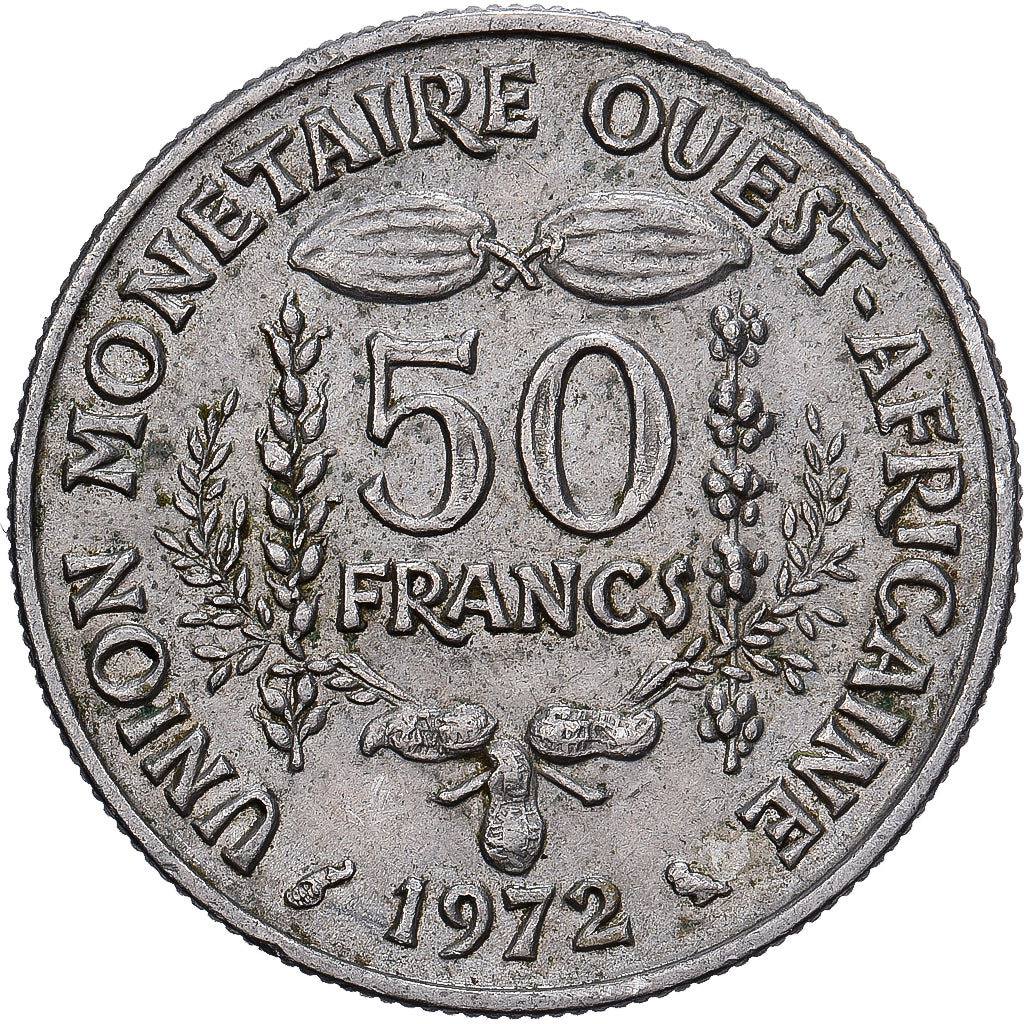 West African States, 50 Francs, 1972, Paris, Copper-nickel, EF(40-45), KM:6
