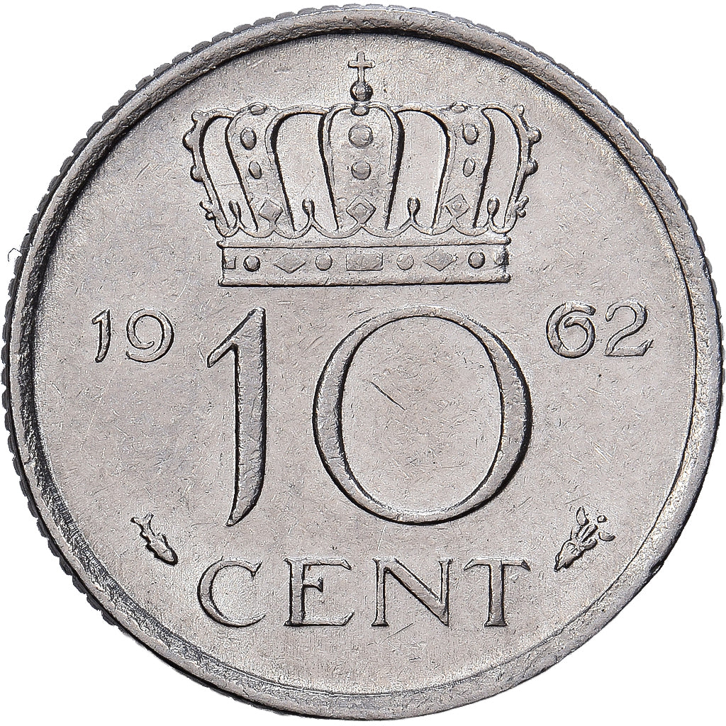 Nederland, Juliana, 10 Cents, 1962, Nickel, PR, KM:182