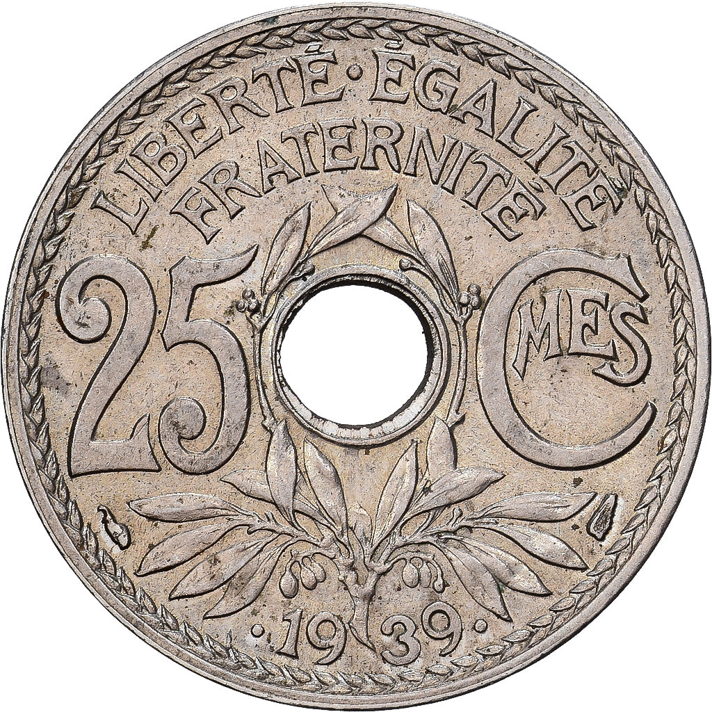 Frankreich, 25 Centimes, Lindauer, 1939, Nickel-Bronze, SS, KM:867b