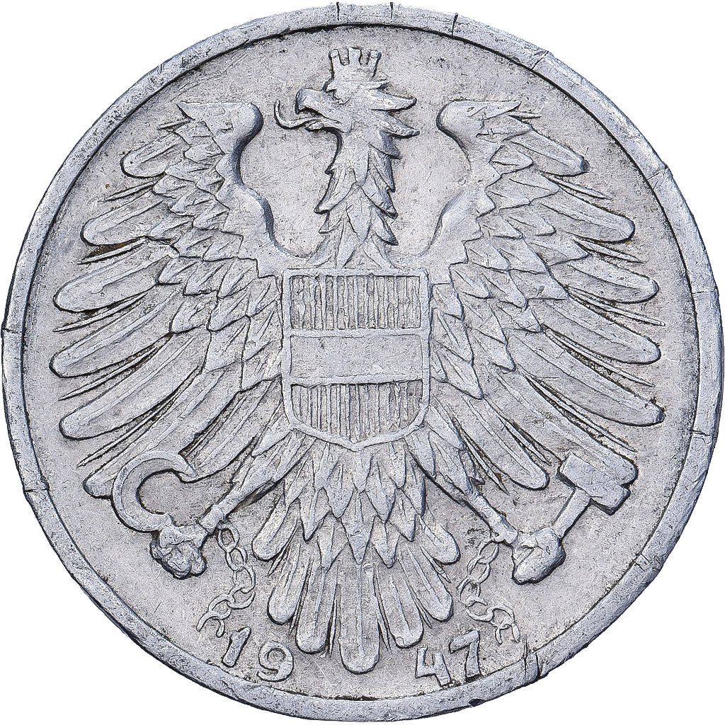 Austria, Schilling, 1947, MUNZE OSTERREICH, Alluminio, MB+, KM:2871