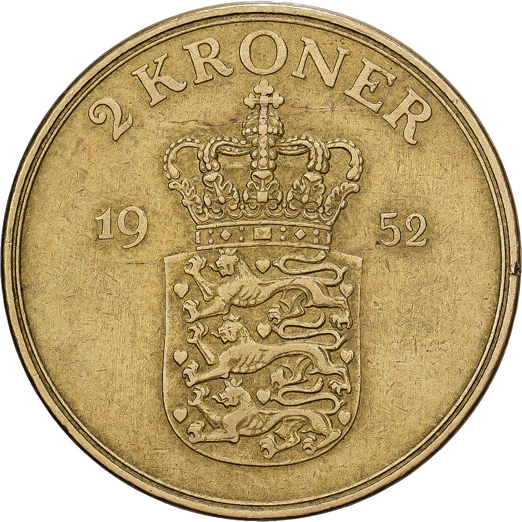 Danemark, Frederik IX, 2 Kroner, 1952, Copenhagen, Bronze-Aluminium, TTB