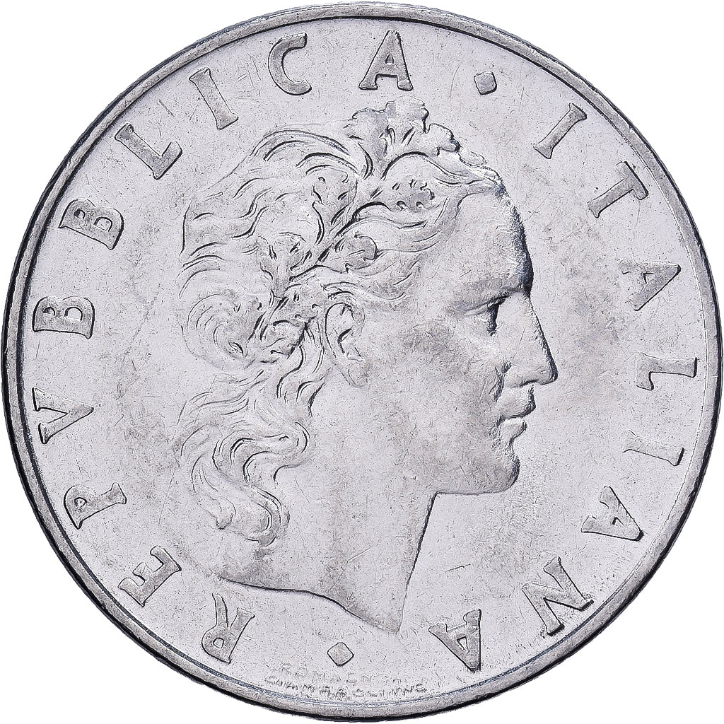 Italy, 50 Lire, 1975, Rome, Stainless Steel, EF(40-45), KM:95.1
