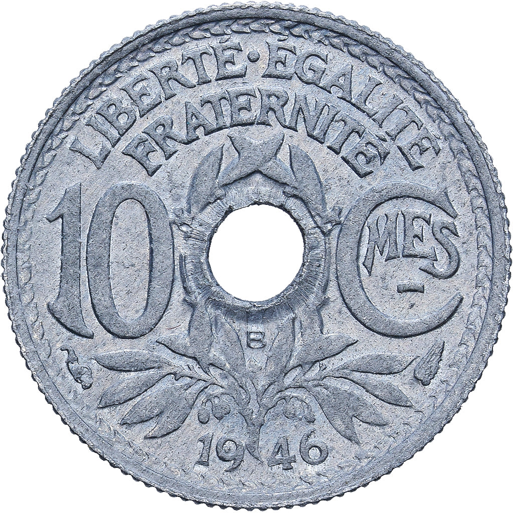 Francia, 10 Centimes, Lindauer, 1946, Beaumont-Le-Roger, Zinco, MB+