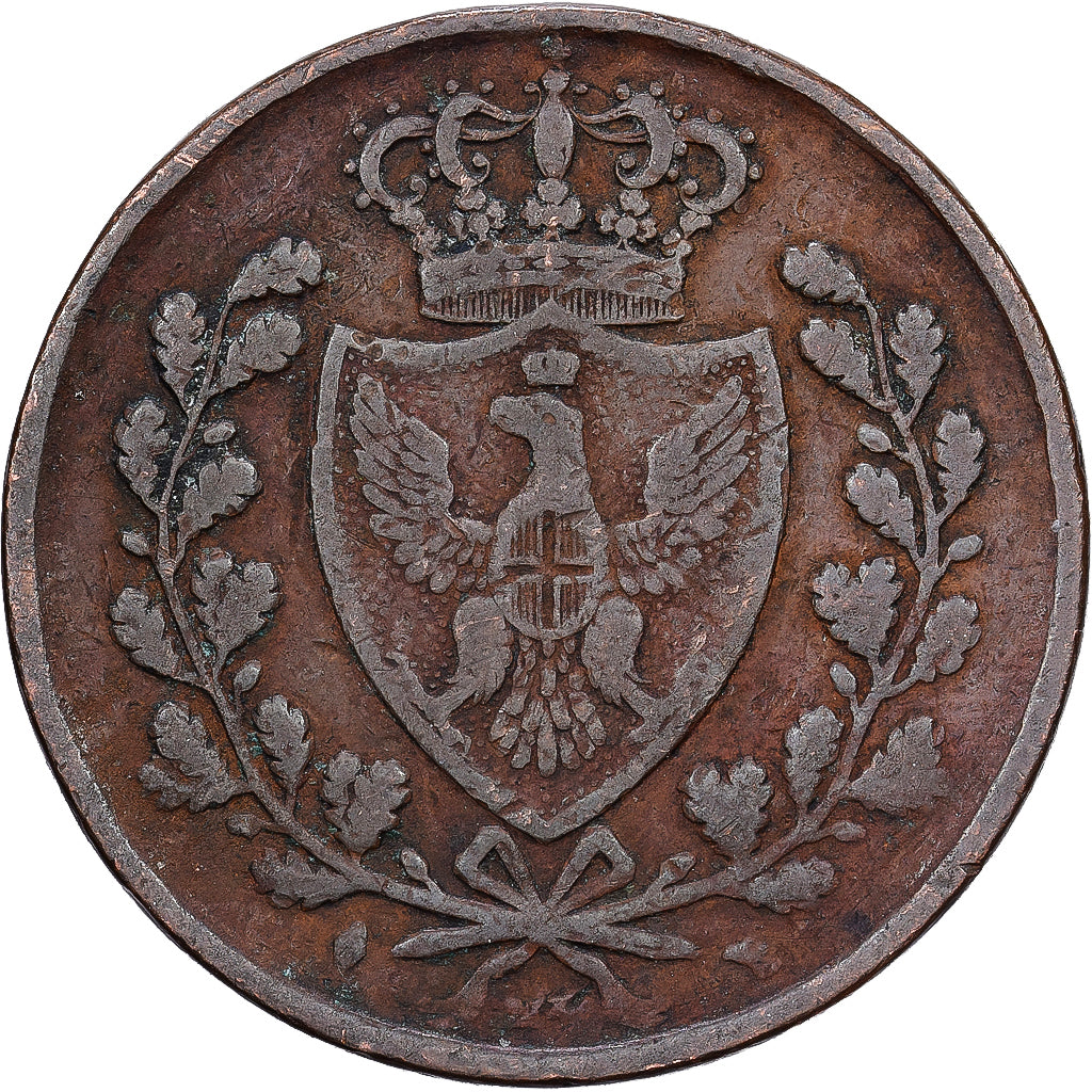STATI ITALIANI, SARDINIA, Carlo Felice, 5 Centesimi, 1826, Turin, Rame, BB
