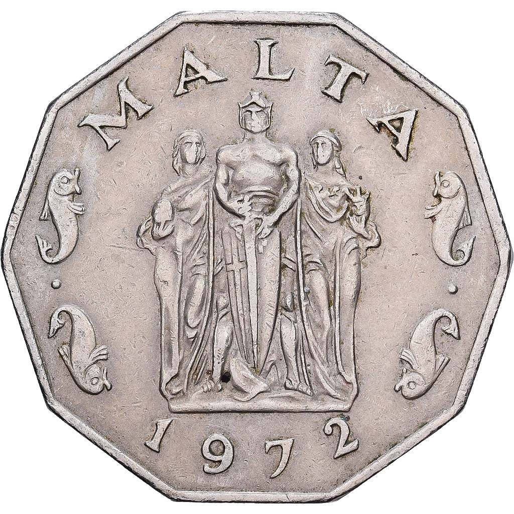 Malta, 50 Cents, 1972, British Royal Mint, Kupfer-Nickel, SS+, KM:12