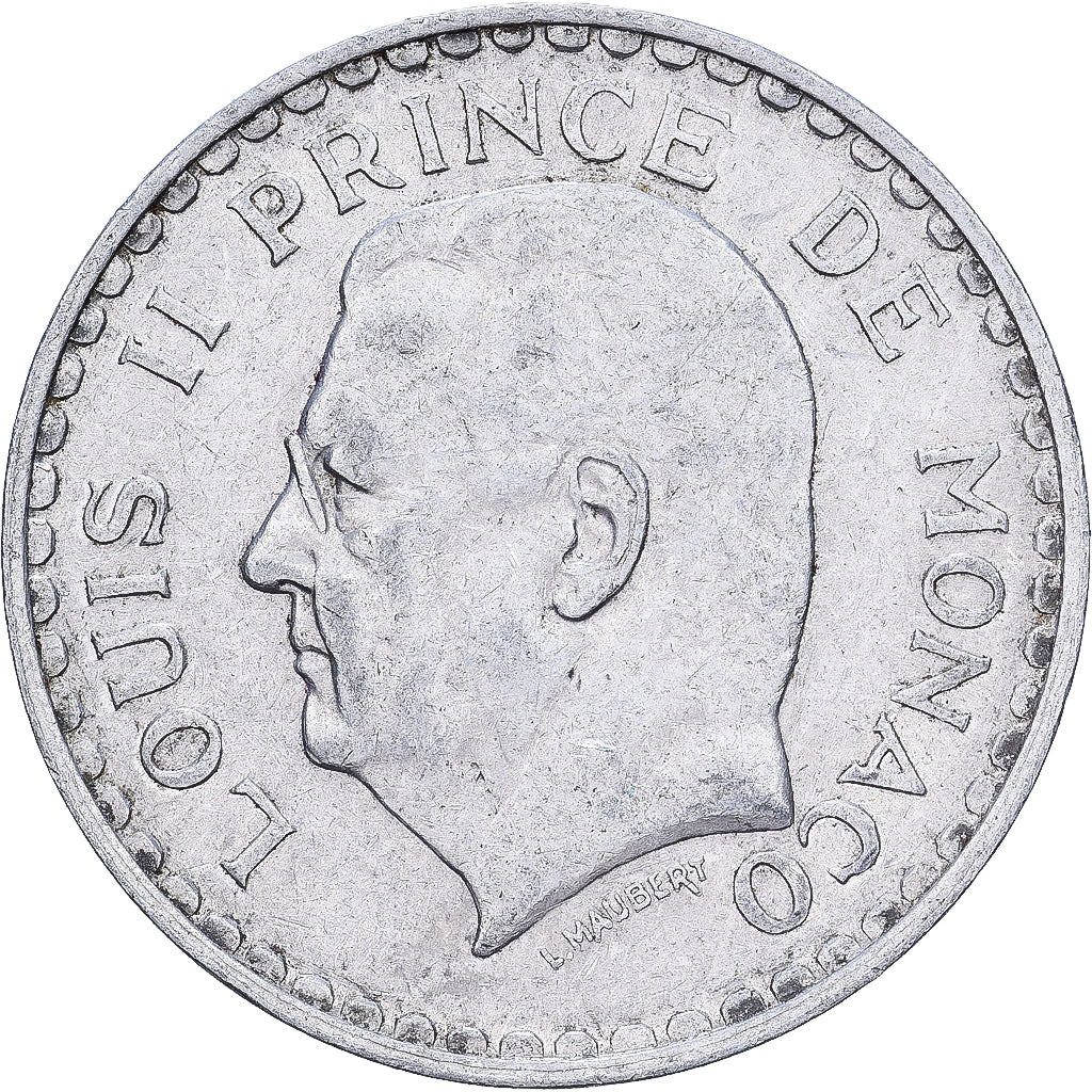 Monaco, Louis II, 5 Francs, 1945, Paris, Aluminum, VF(30-35), Gadoury:MC135