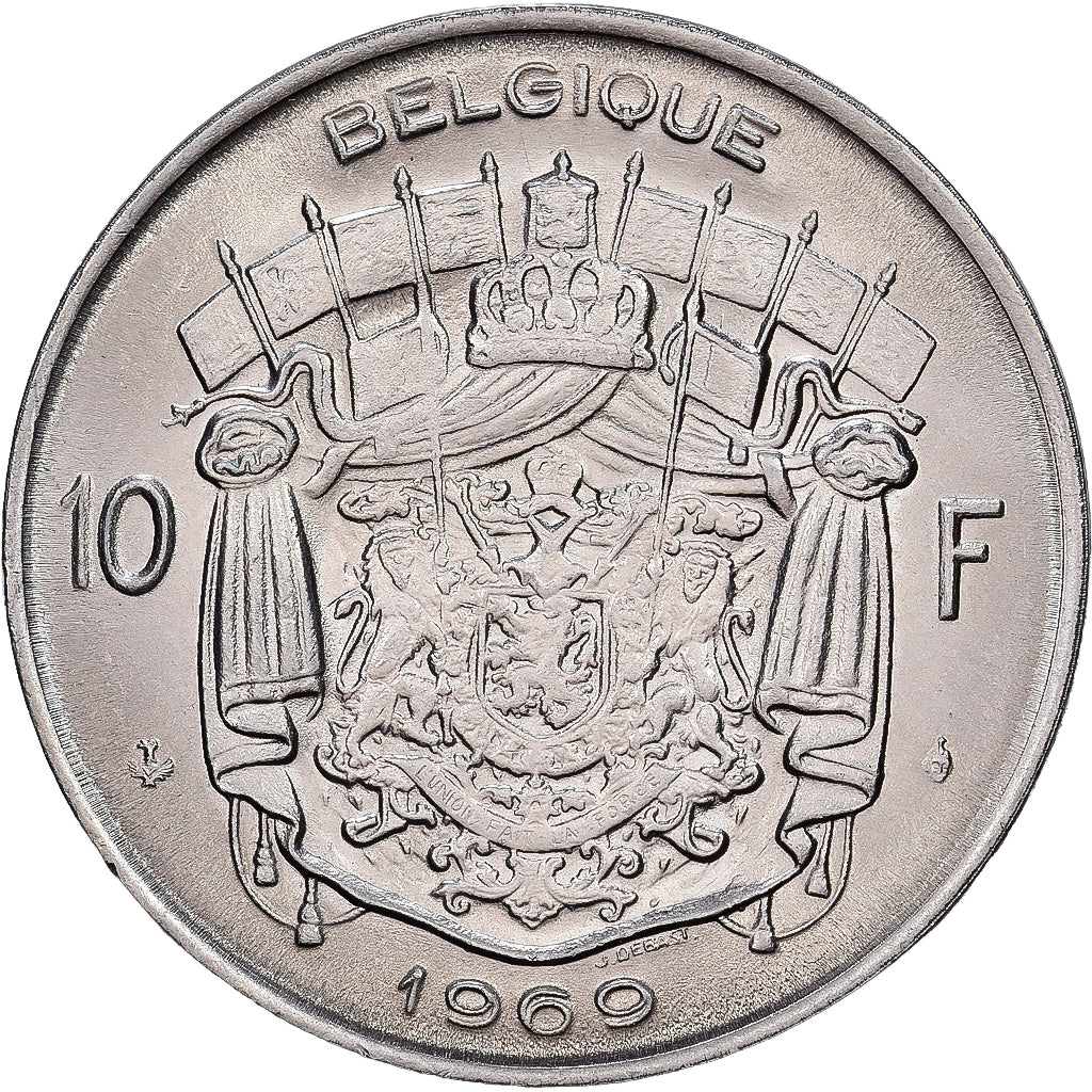 Moneta, Belgia, 10 Francs, 10 Frank, 1969, Brussels, EF(40-45), Nikiel, KM:155.1