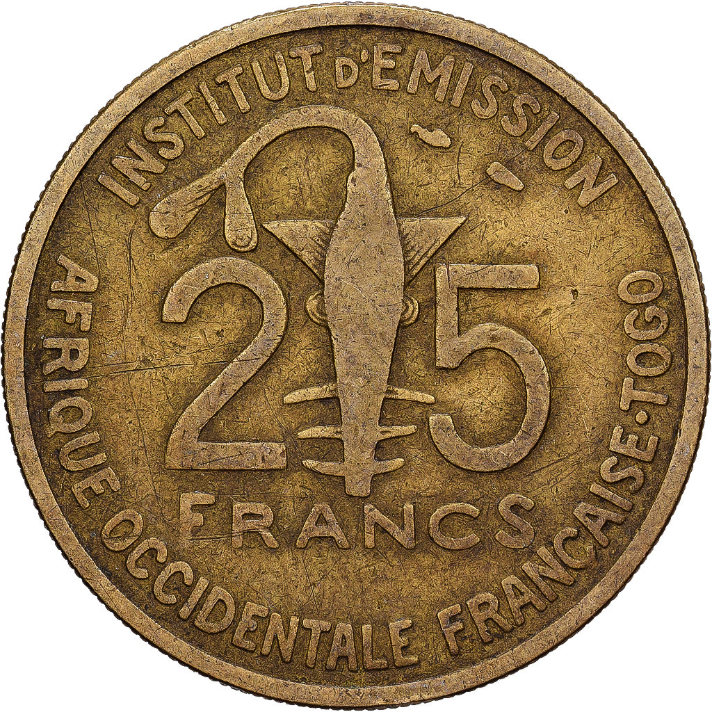 Francuska Afryka Zachodnia, 25 Francs, 1957, Aluminium-Brąz, EF(40-45), KM:9