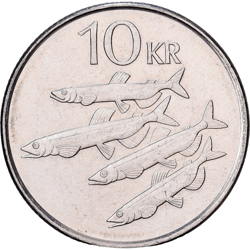 Islanda, 10 Kronur, 2004, Acciaio placcato nichel, BB, KM:29.1a